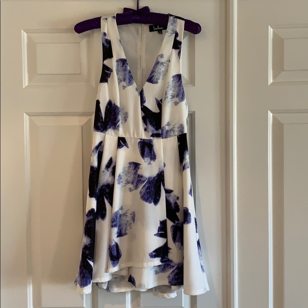 Lulus White/Blue Floral Party Dress Sz. XS